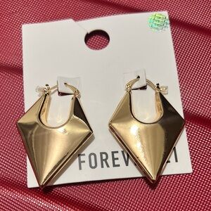 Pair Gold Plated Earrings About 1.5” Long